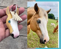 Custom Order~ Hand Painted 3D Horse Head Leather Keychain