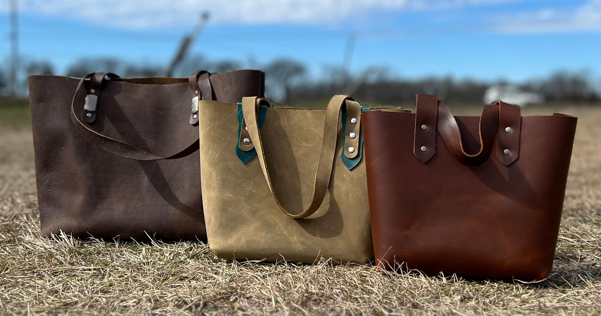 Light Brown Leather Tote Small Size