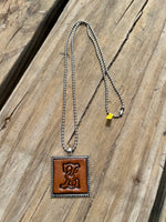 Fancy Scroll Letter 'Z' Initial Leather Pendant Necklace