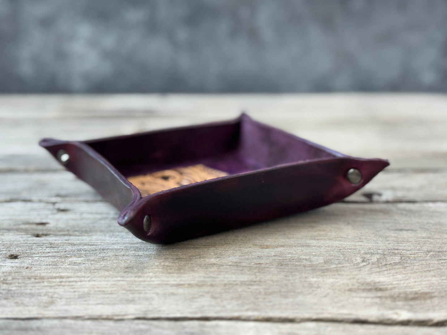 Black Cherry Tooled Cross Valet Tray