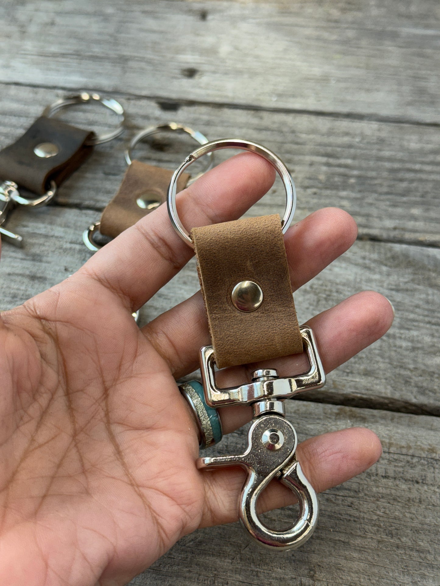 Leather Trigger Snap Keychain | Full Grain Leather Key Ring