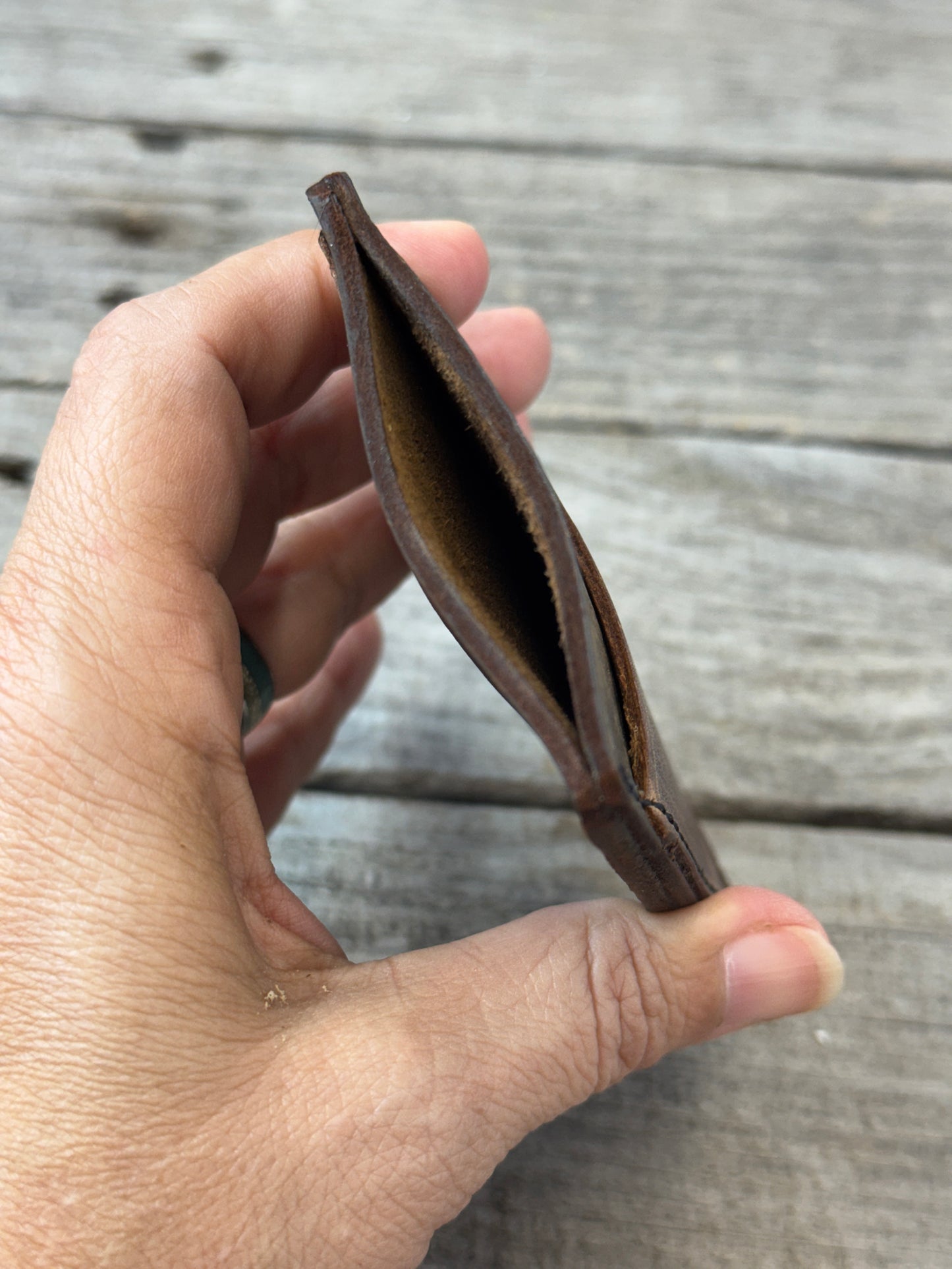 Rustic Oil Tanned Leather Card Wallet