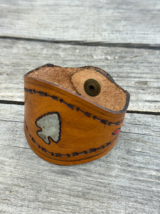 Stamped Arrowhead Leather Cuff Bracelet