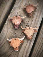 Hand Painted Highland Cow Leather Keychain