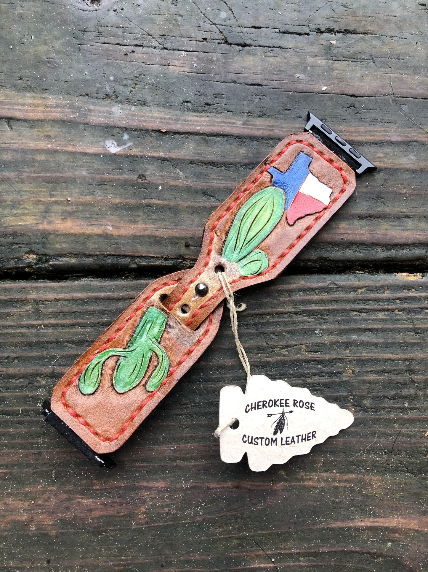 42/44mm Painted Texas & Cactus Apple Watch Band - Peyote Rose