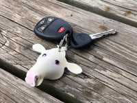 Hand Painted Charolais Cow Leather Keychain