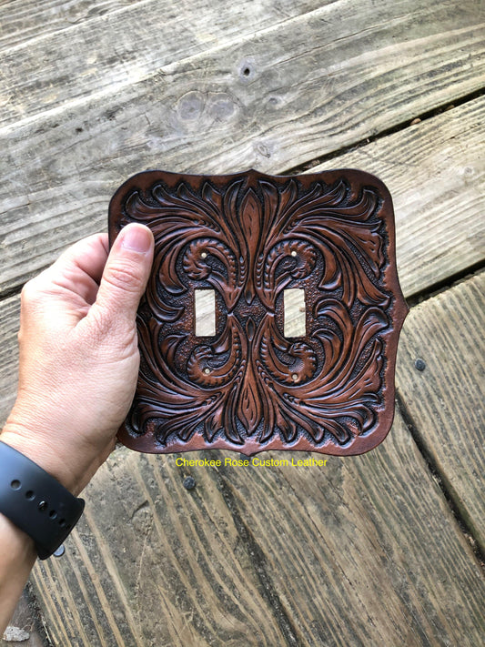 Leather Double Light Switch Cover