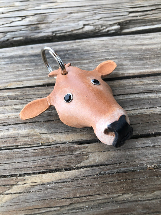 Hand Painted Jersey Cow Leather Keychain