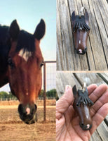 Custom Order~ Hand Painted 3D Horse Head Leather Keychain