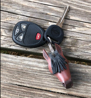 Hand Painted Bay Horse Head Leather Keychain