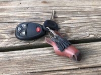 Hand Painted Bay Horse Head Leather Keychain