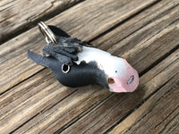 Hand Painted Black Horse Head Leather Keychain