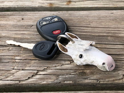 Hand Painted Flea Bitten Gray Horse Head Leather Keychain