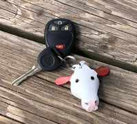 Hand Painted Hereford Cow Leather Keychain