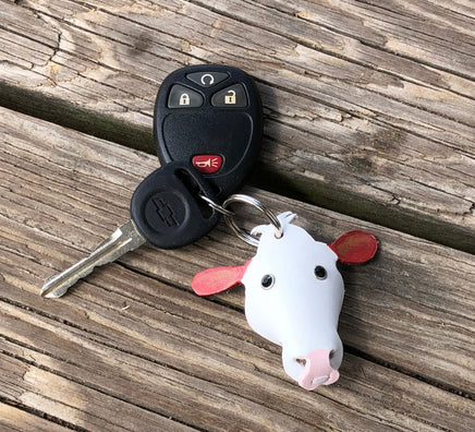 Hand Painted Hereford Cow Leather Keychain