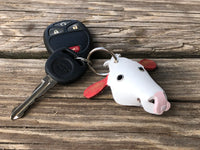 Hand Painted Hereford Cow Leather Keychain