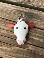 Hand Painted Hereford Cow Leather Keychain