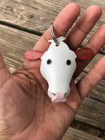 Hand Painted Hereford Cow Leather Keychain