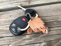 Hand Painted Highland Cow Leather Keychain