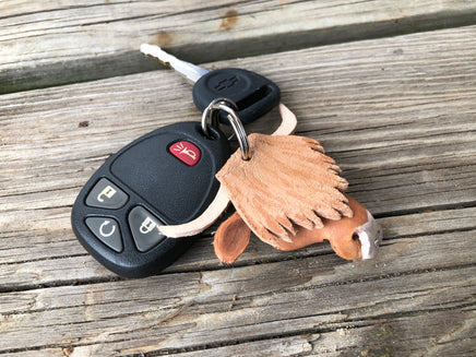 Hand Painted Highland Cow Leather Keychain