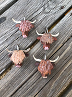 Hand Painted Highland Cow Leather Keychain
