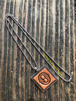 Western Block Letter 'O' Initial Leather Pendant Necklace