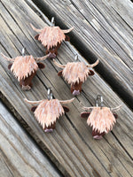 Hand Painted Highland Cow Leather Keychain