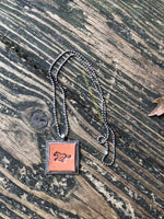 Running Horse Stamped Leather Pendant Necklace