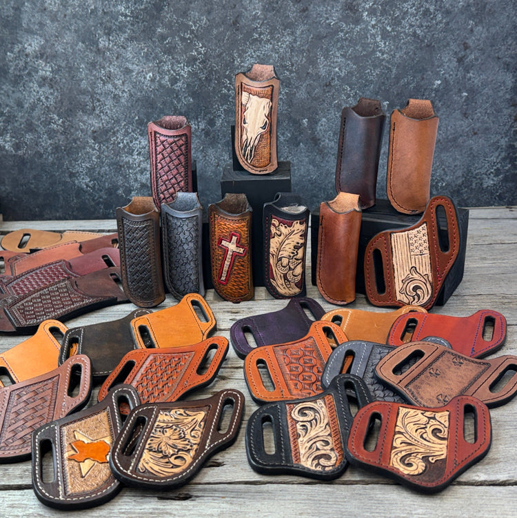 Leather Pocket Knife Sheaths | Handmade & Custom Sheaths