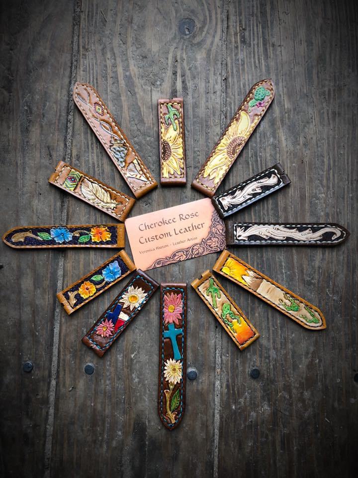 Leather Watchbands - Peyote Rose