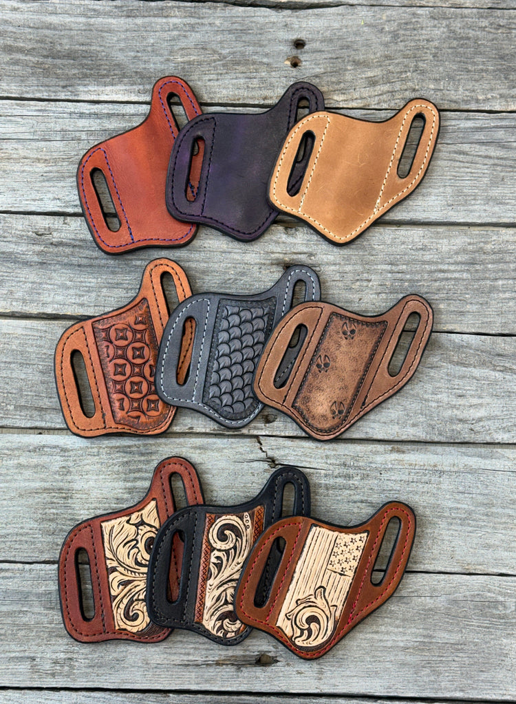 Wide Slanted Leather Knife Sheaths