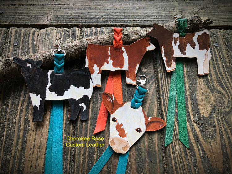 Handmade Leather Livestock Keychains