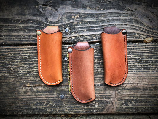 Custom Order- Vertical Style Leather Pocket Knife Sheath