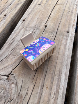 2 Inch Purple Candy Skull on Beige Hair Claw Clip
