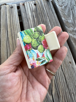 2 Inch Cactus Design with Cream Colored Claw Hair Clip