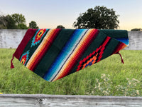 20 inch by 40 inch dark green southwestern accent rug