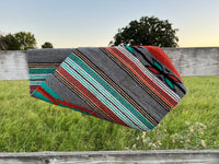 20" x 40" Orange and Gray Feather Saltillo Accent Rug