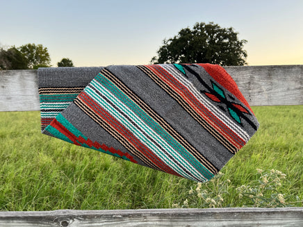 20" x 40" Orange and Gray Feather Saltillo Accent Rug