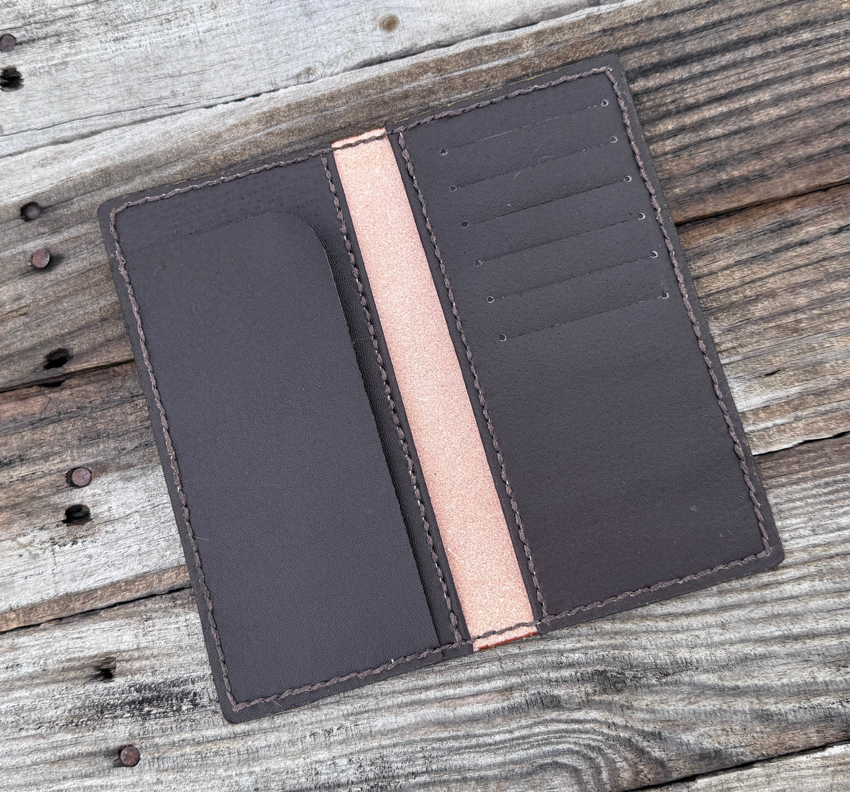 Custom Minimal Stamped Leather Roper Wallet – Handmade Personalized Long Wallet