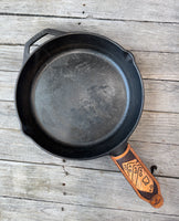 Hand Tooled Leather Cast Iron Skillet Handle Cover – 4 Aces