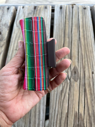 4 Inch Serape Leather Design on Medium Brown Hair Claw Clip