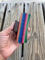 4 Inch Serape Leather Design on Medium Brown Hair Claw Clip