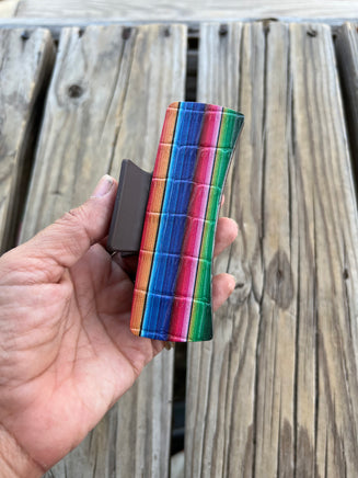 4 Inch Serape Leather Design on Medium Brown Hair Claw Clip