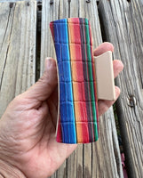 4 Inch Serape Leather Design on Beige Hair Claw Clip