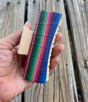 4 Inch Serape Leather Design on Beige Hair Claw Clip