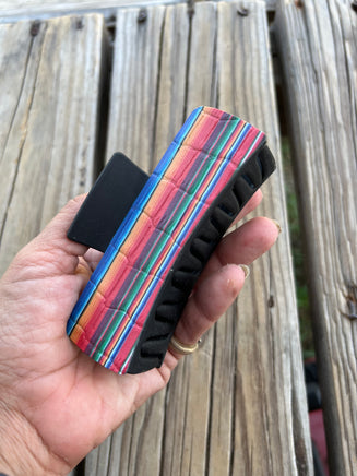 4 Inch Serape Leather Design on Black Hair Claw Clip