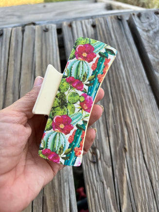 4 Inch Cactus with Cream Hair Claw Clip