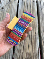 4 Inch Serape Leather Design on Yellow Hair Claw Clip