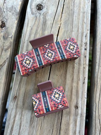 Southwest Tribal Pattern with Mauve Hair Claw Clip