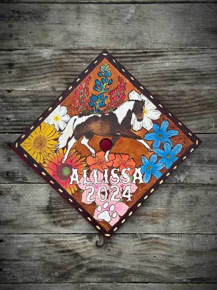 Custom Ordered~ Leather Graduation Cap Topper